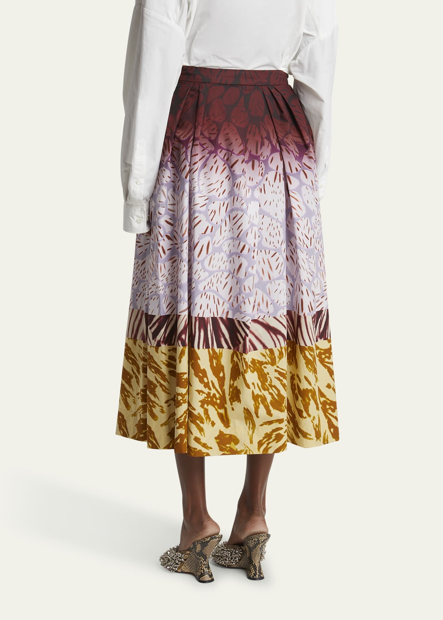 Soni Mixed-Print Pleated Skirt - 3