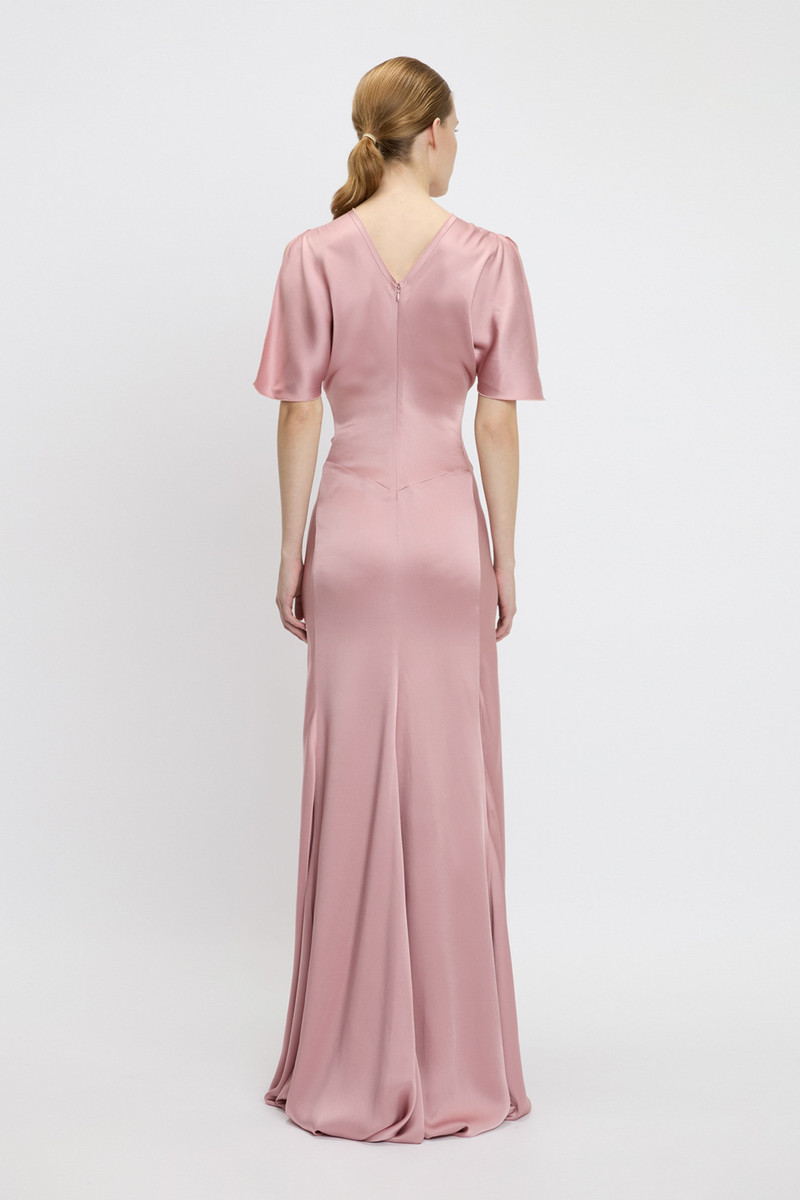 Victoria Beckham Gathered Waist Closed Back Floor-Length Dress In Peony -  1225WDR006400A-Peony-4 | REVERSIBLE