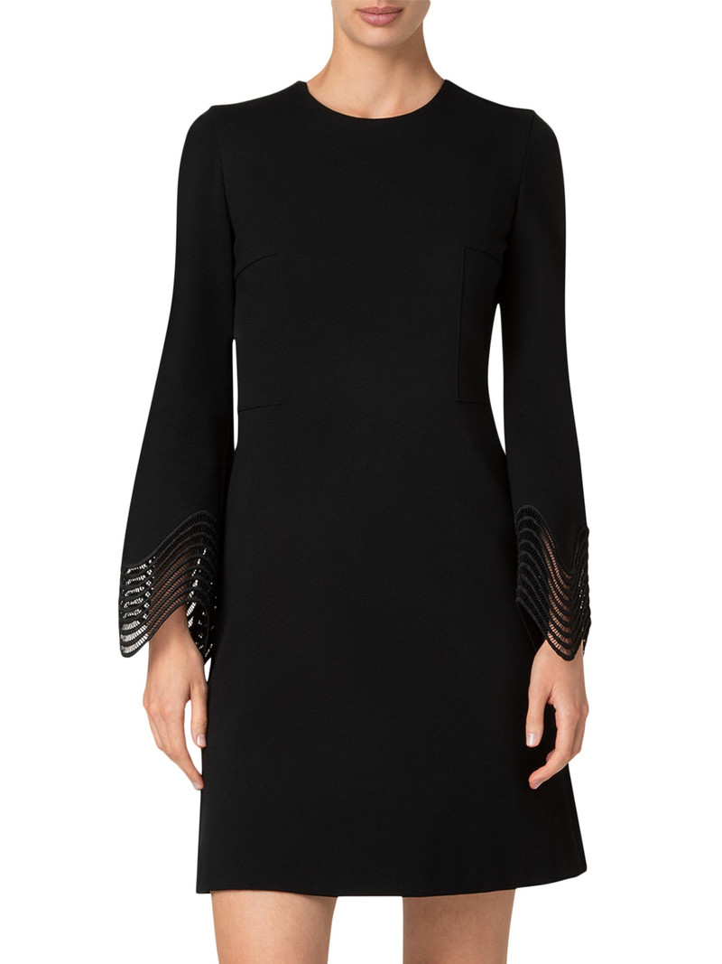 Women's Scalloped Cuff Jersey Minidress - Black 3