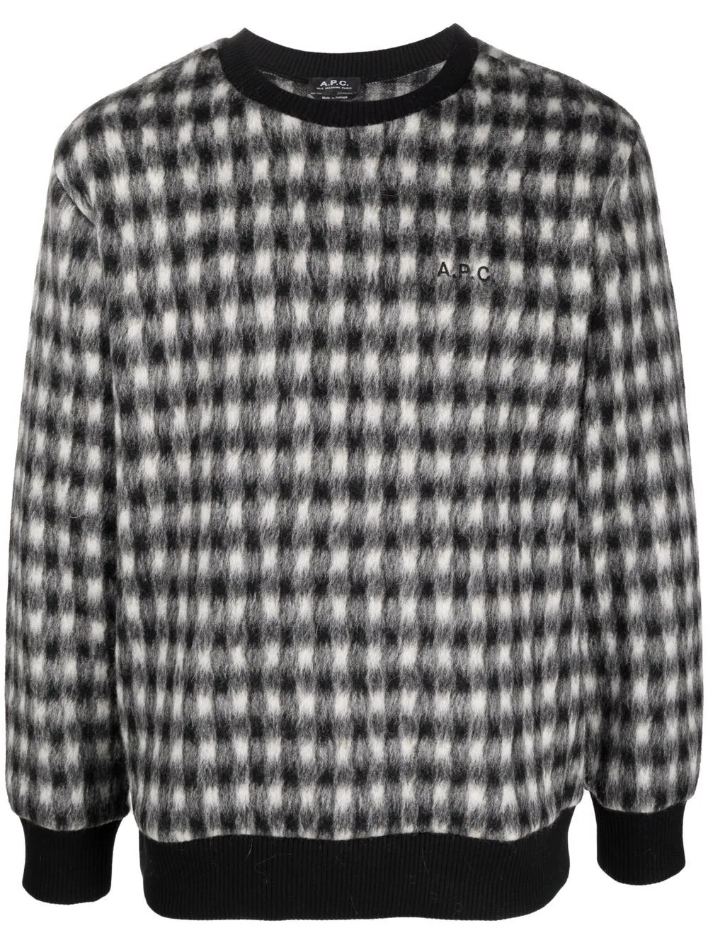 textured check-pattern knitted jumper - 1