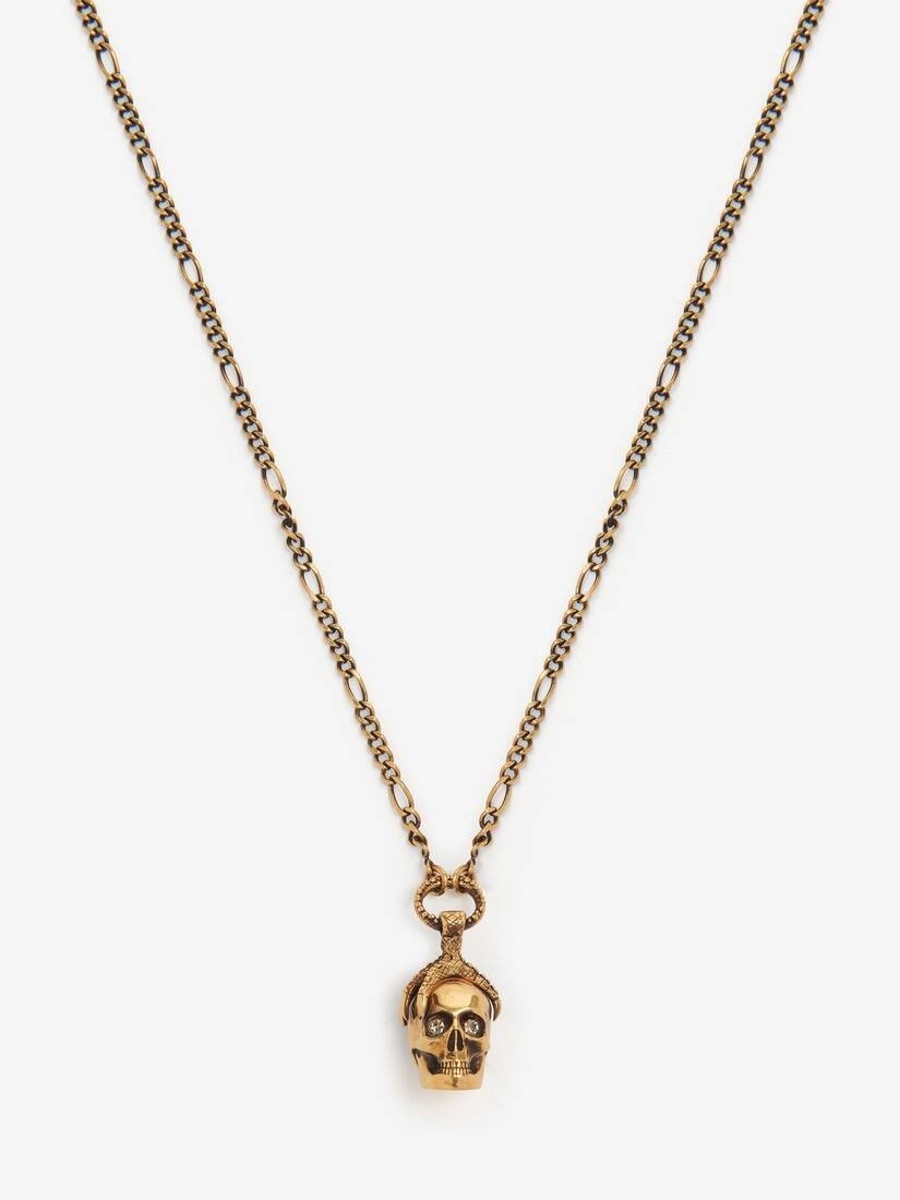 Men's Victorian Skull Necklace in Antique Gold - 3