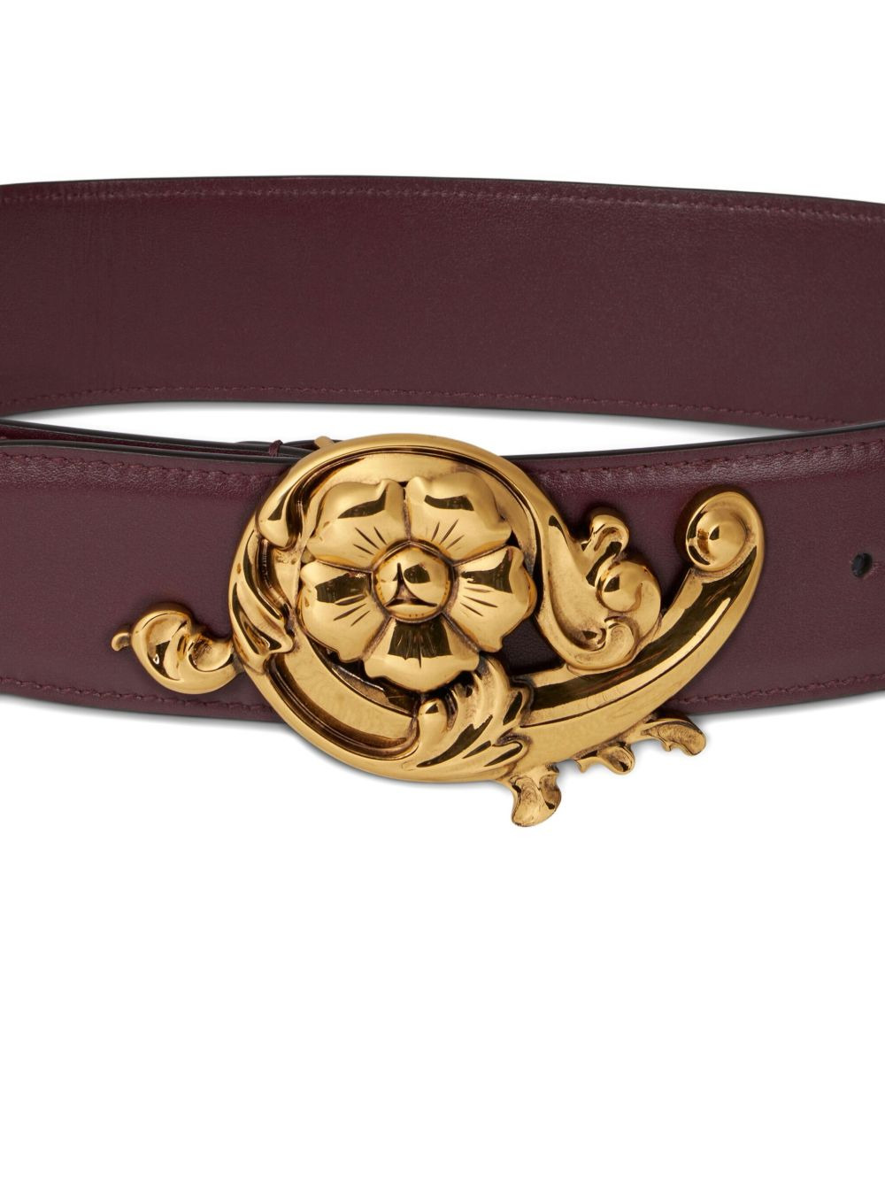 floral-buckle leather belt - 2