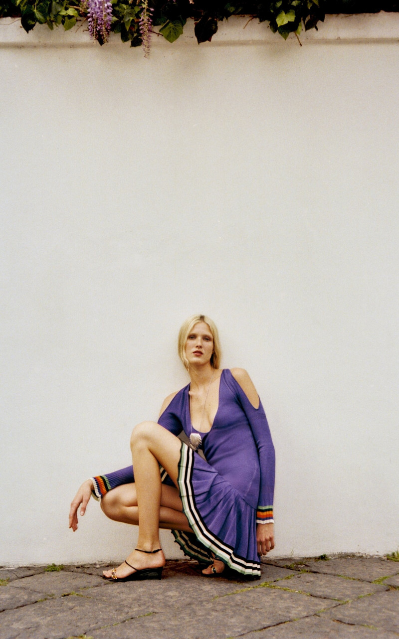 CHRISTOPHER JOHN ROGERS Exclusive Riviera Cold-Shoulder Ribbed-Knit Mini Dress purple outlook