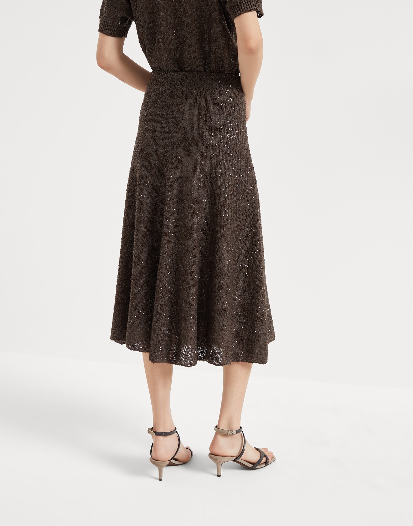 Linen, cashmere and silk dazzling texture knit skirt - 2