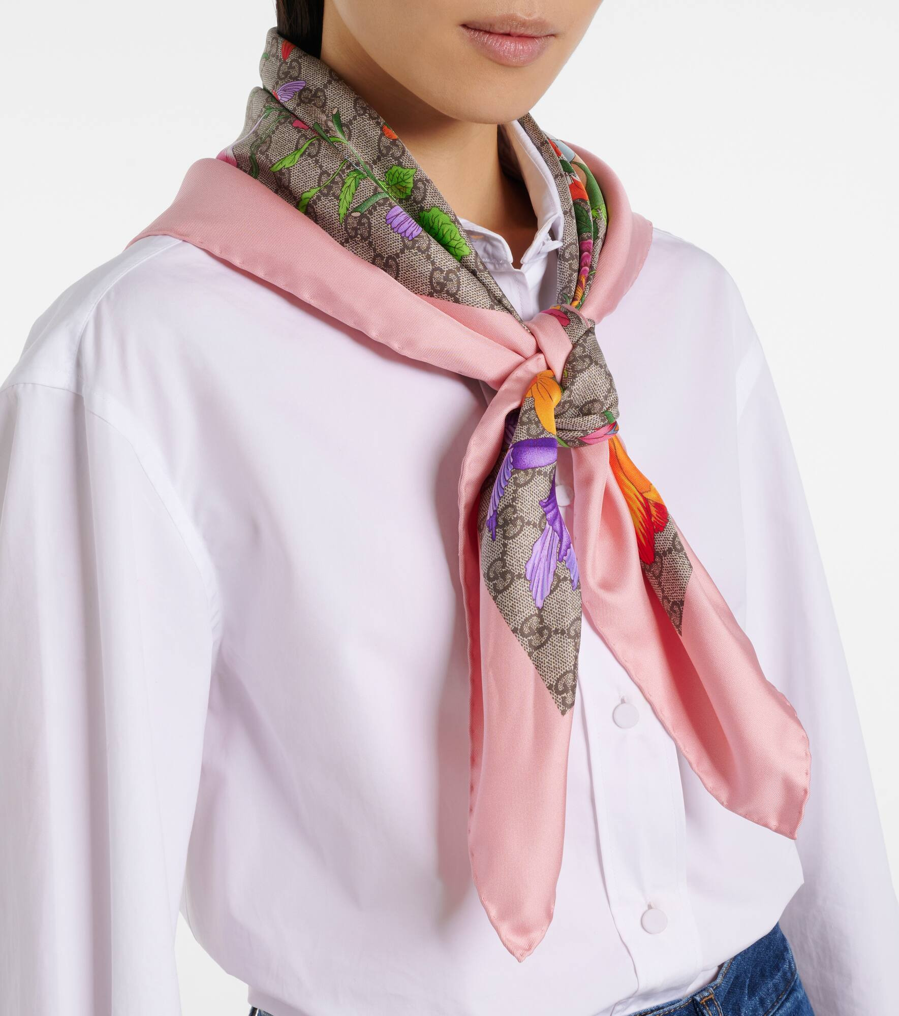 GG Flora silk scarf - 3