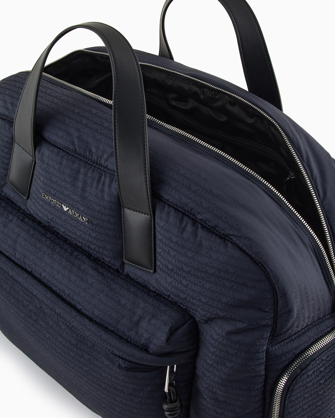 NYLON DUFFEL BAG WITH ALL-OVER JACQUARD LOGO LETTERING - 4
