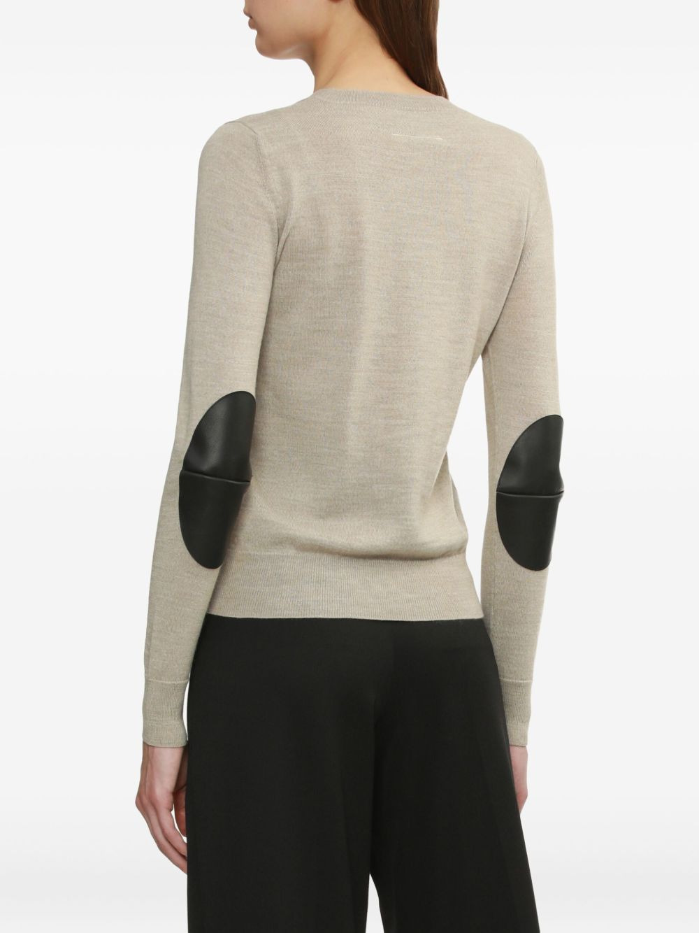elbow-patch crew-neck sweater - 3