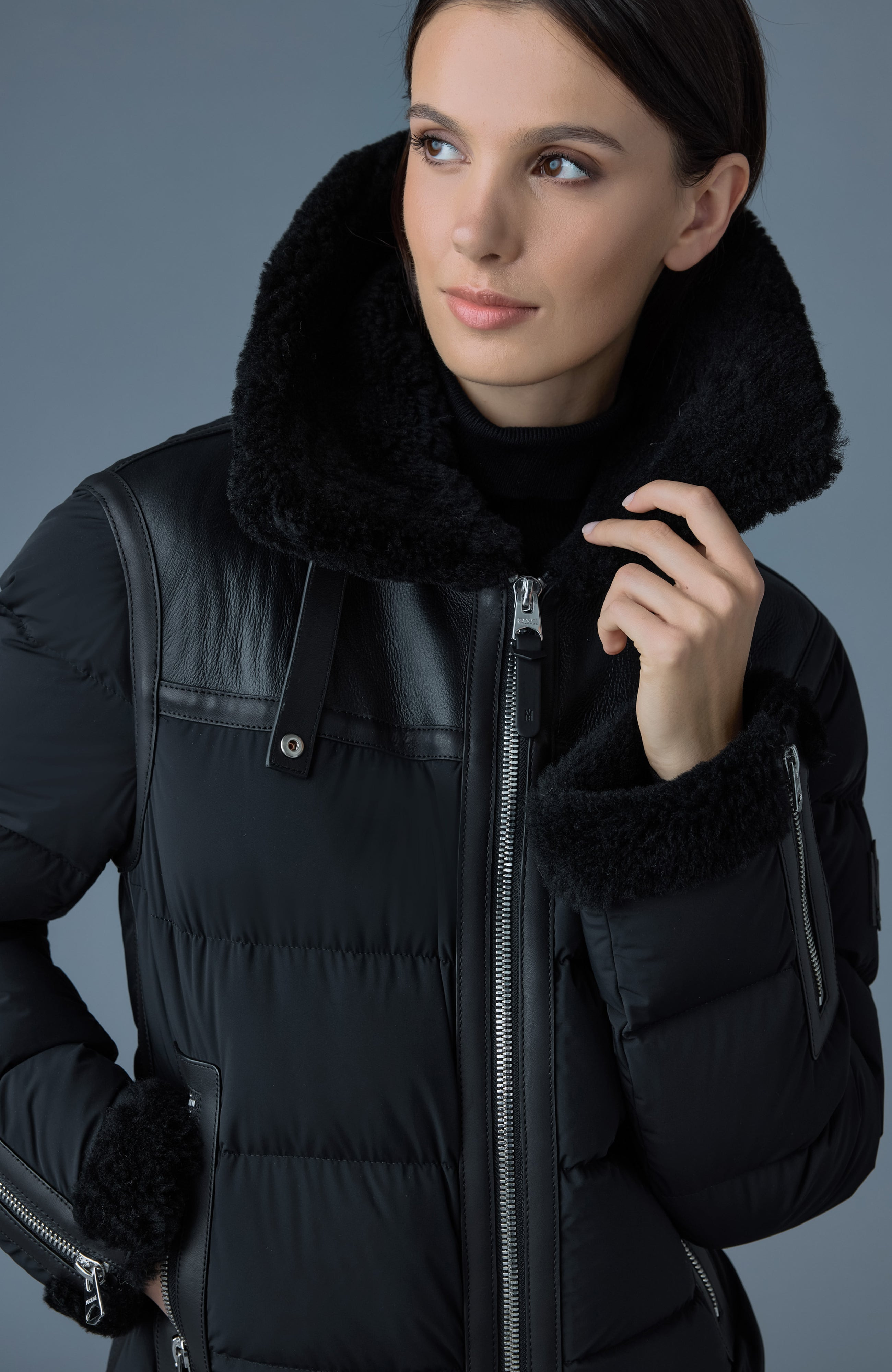 VANNA Mixed-media shearling down jacket - 5