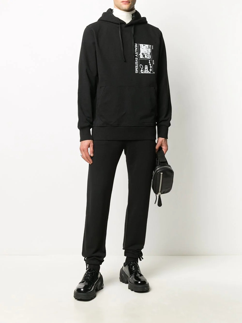 Grid printed popover hoodie - 2