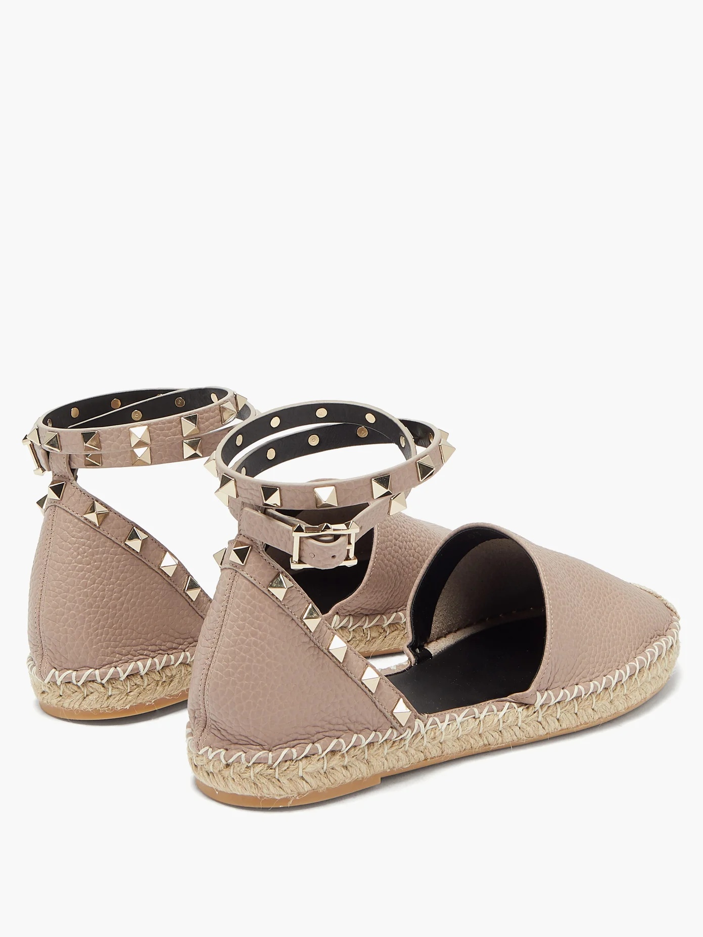 Rockstud wraparound leather espadrilles - 4