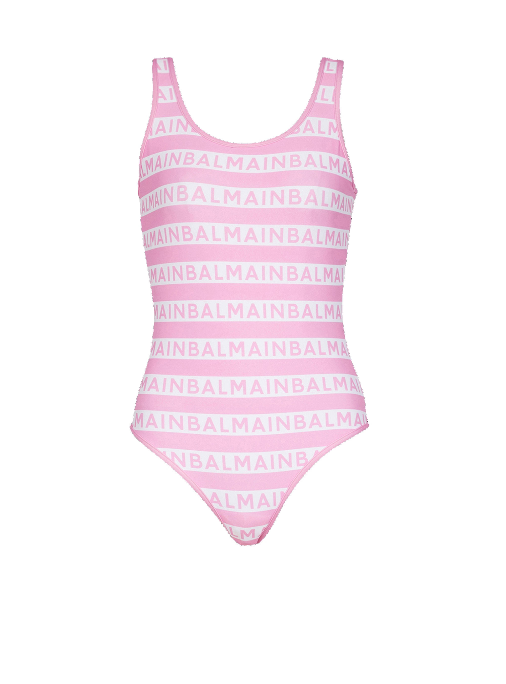 Bicolor swimsuit with Balmain monogram - 1