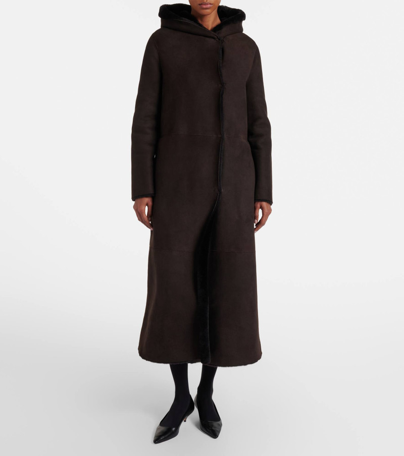 The Row Anaya hooded shearling-trimmed suede coat outlook
