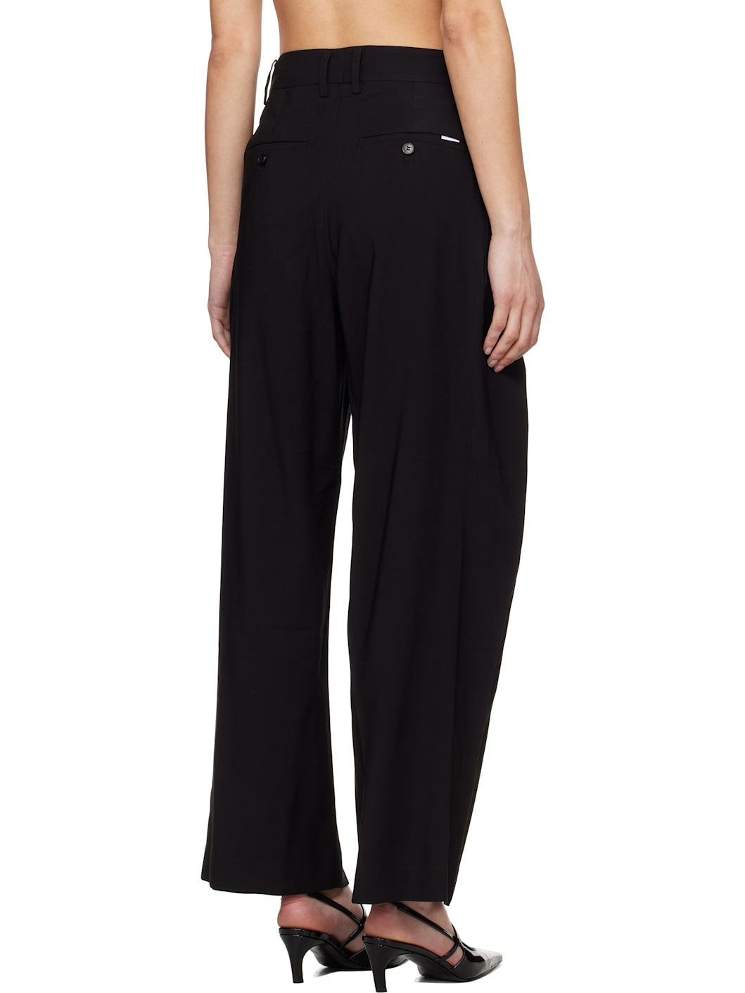 Black Pleated Wide Trousers - 3