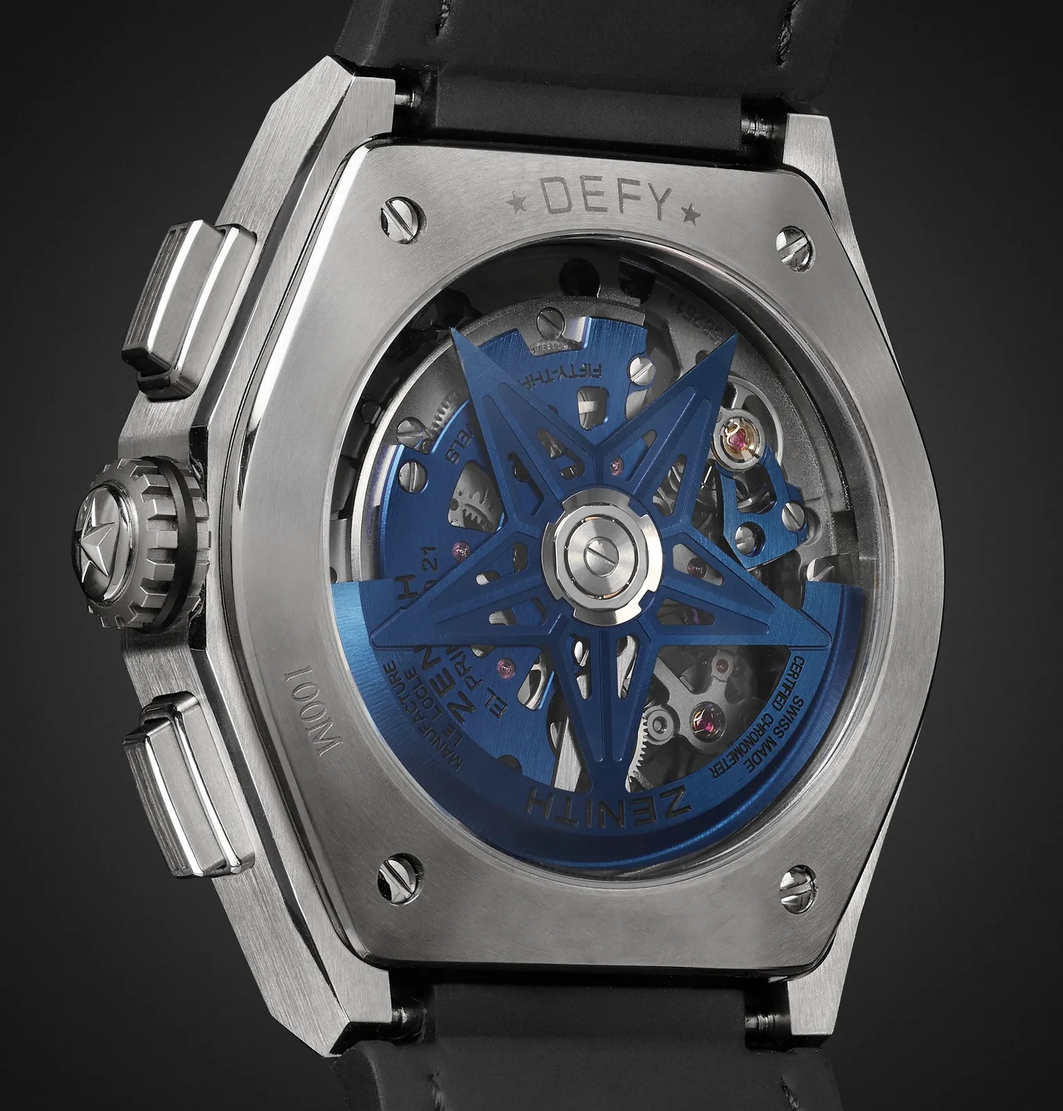 Defy El Primero 21 Chronograph 44mm Brushed-Titanium, Alligator and Rubber Watch, Ref. No. 95.9002.9 - 5