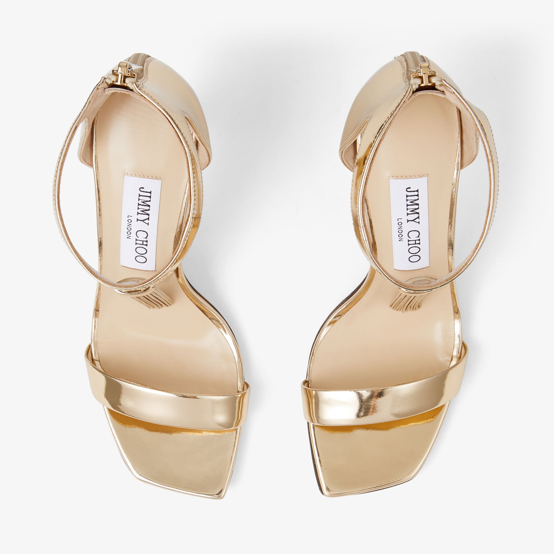 JIMMY CHOO ウィンカ ヒル サンタル VINCA95BDJ GOLDGOLD JIMMY CHOO Vinca 95 Gold Liquid Metal Sandals with Metal