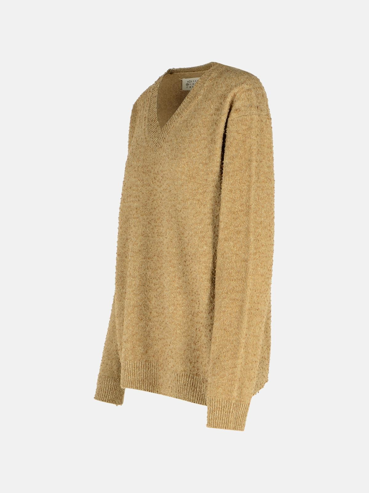 BEIGE WOOL BLEND SWEATER - 2