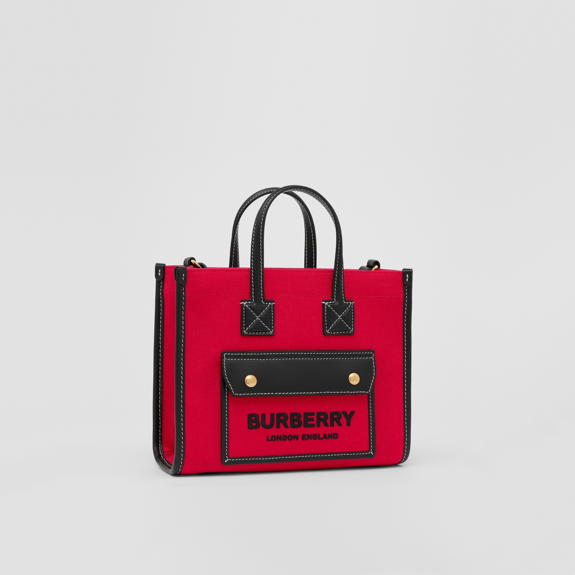 Two-tone Canvas and Leather Mini Freya Tote - 7