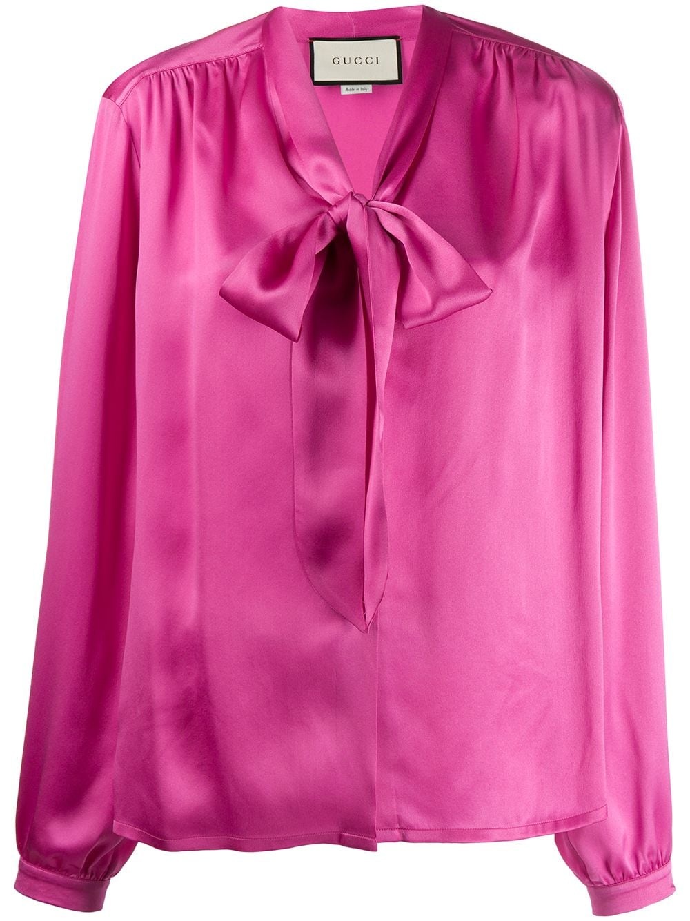 satin pussy bow shirt - 1