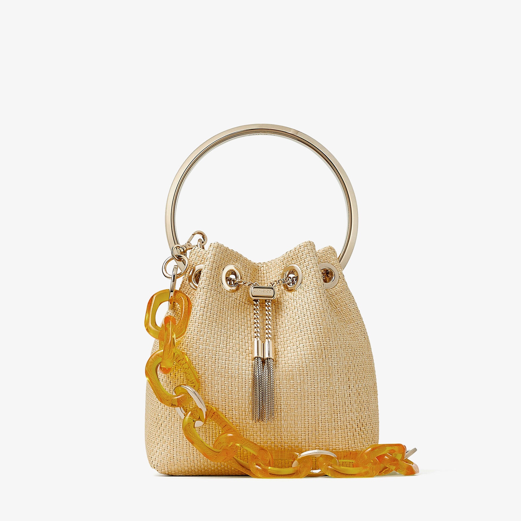 Bon Bon
Natural Raffia Bag with Yellow Plexi Chain Strap - 2