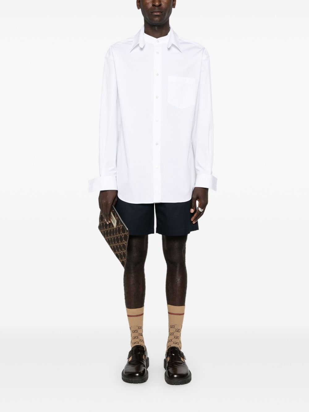 logo-embossed cotton shirt - 2