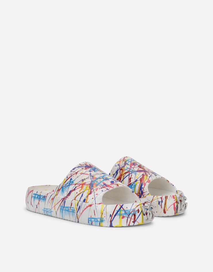 Beachwear sliders with color splash print - 2