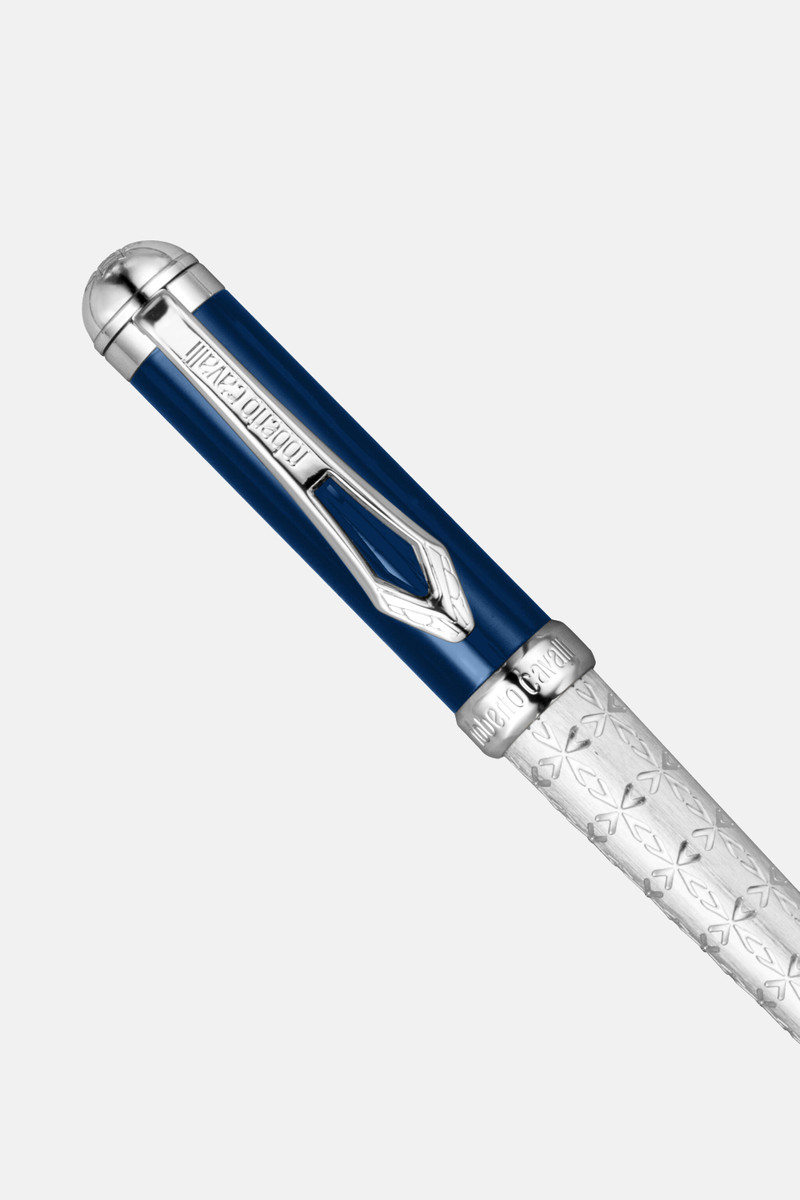 Roberto Cavalli Roberto Cavalli Ballpoint Pen, Silver Color & Blue Lacquer outlook