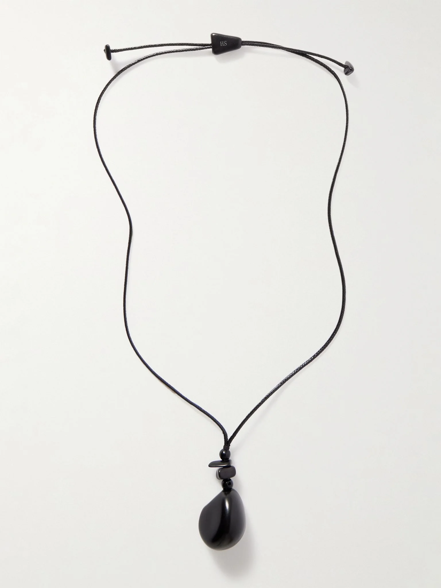 The Pendant tagua and leather necklace Black - 1