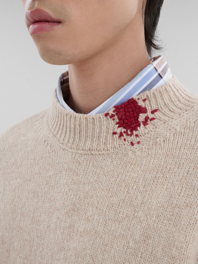 OAT SHETLAND WOOL JUMPER WITH MARNI MENDING PATCHES - 4