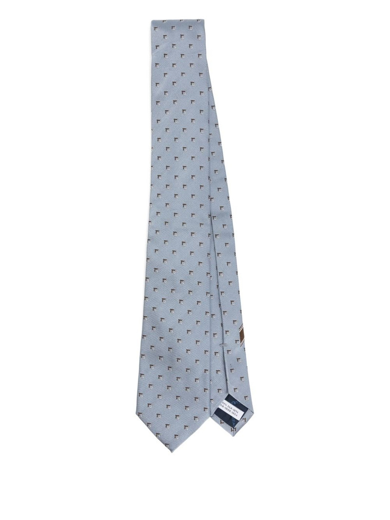 Gancini-print silk tie 1