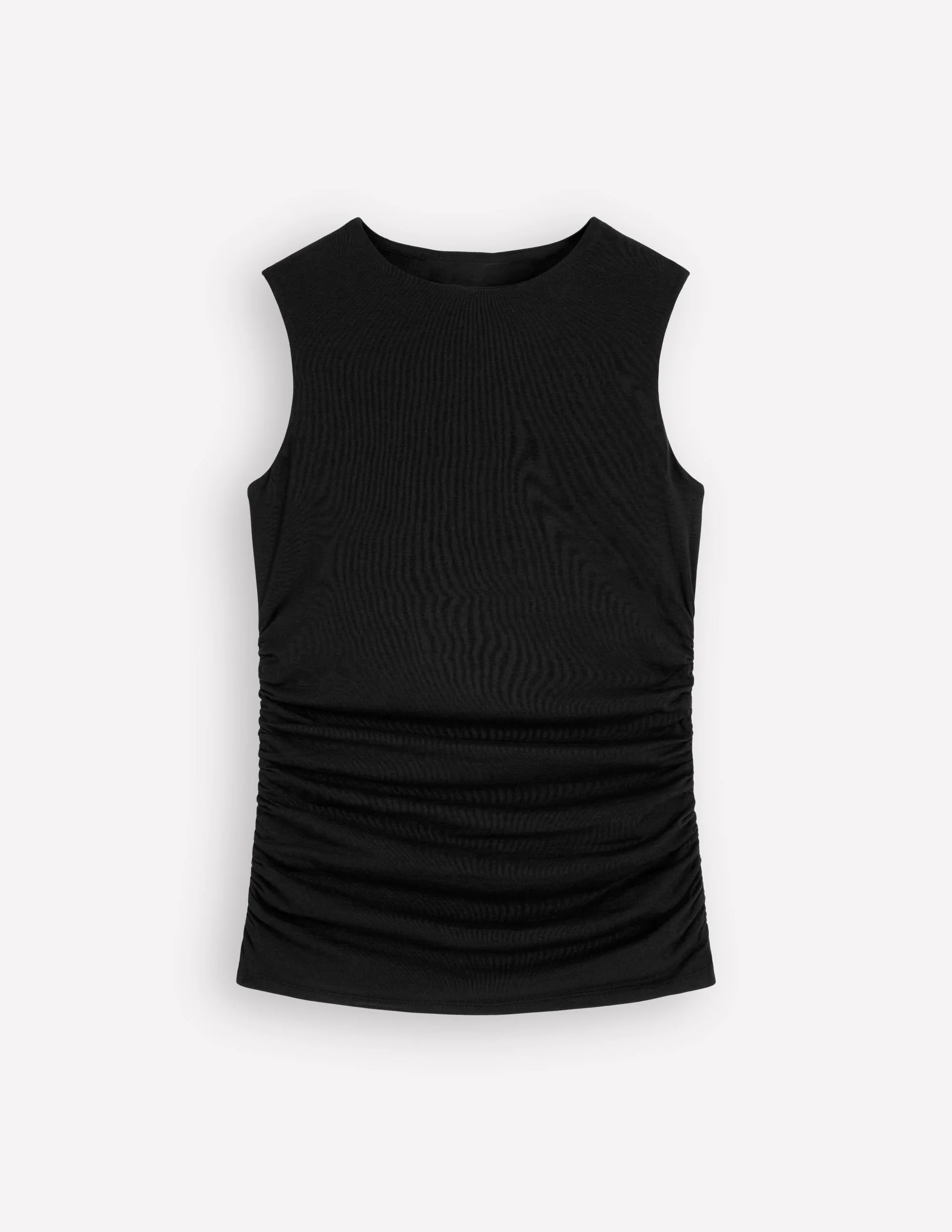 Tia Sleeveless Ruch Jersey Top-Black - 1