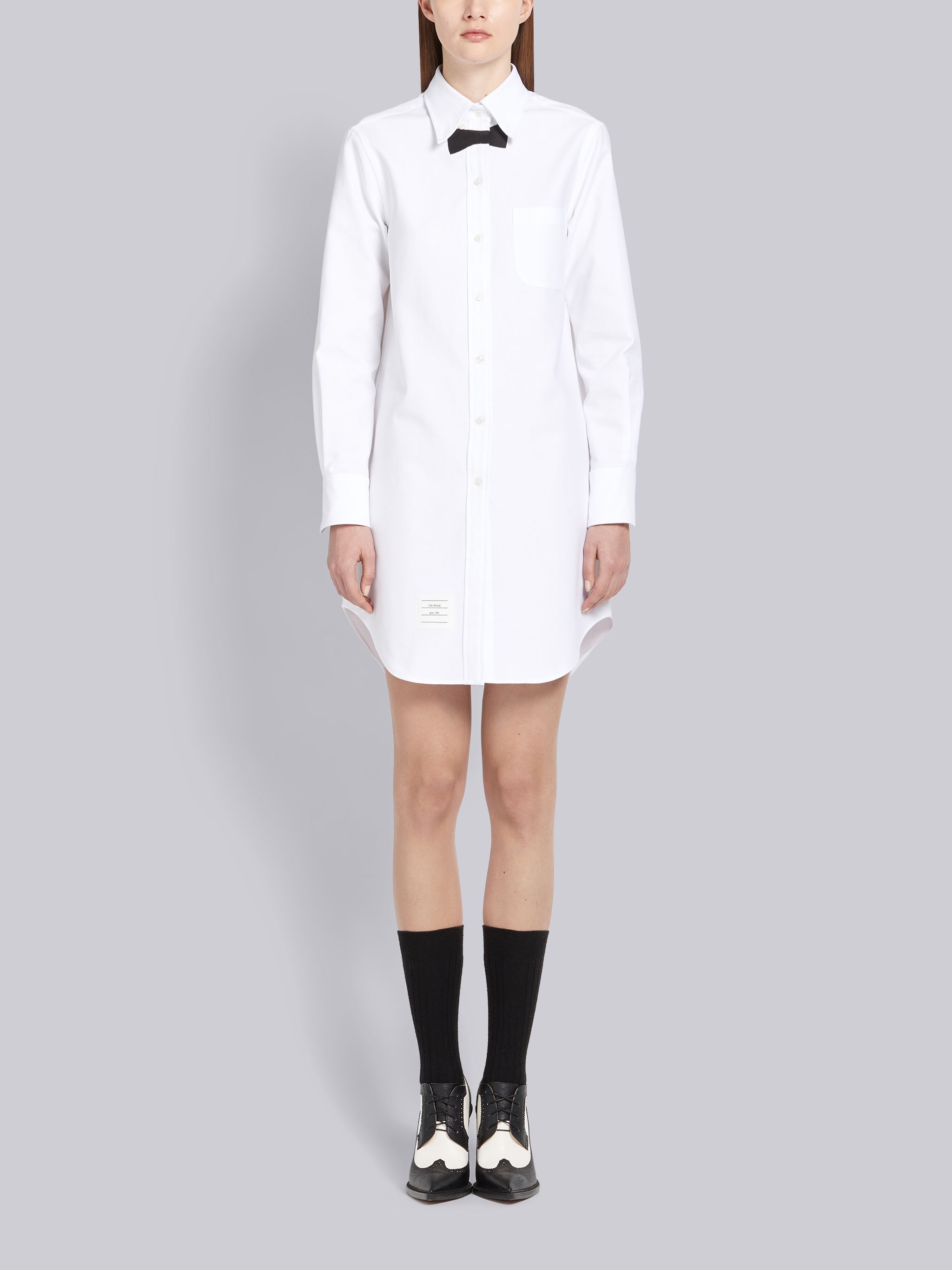 Trompe L'oeil Tie Piqué Shirtdress - 1