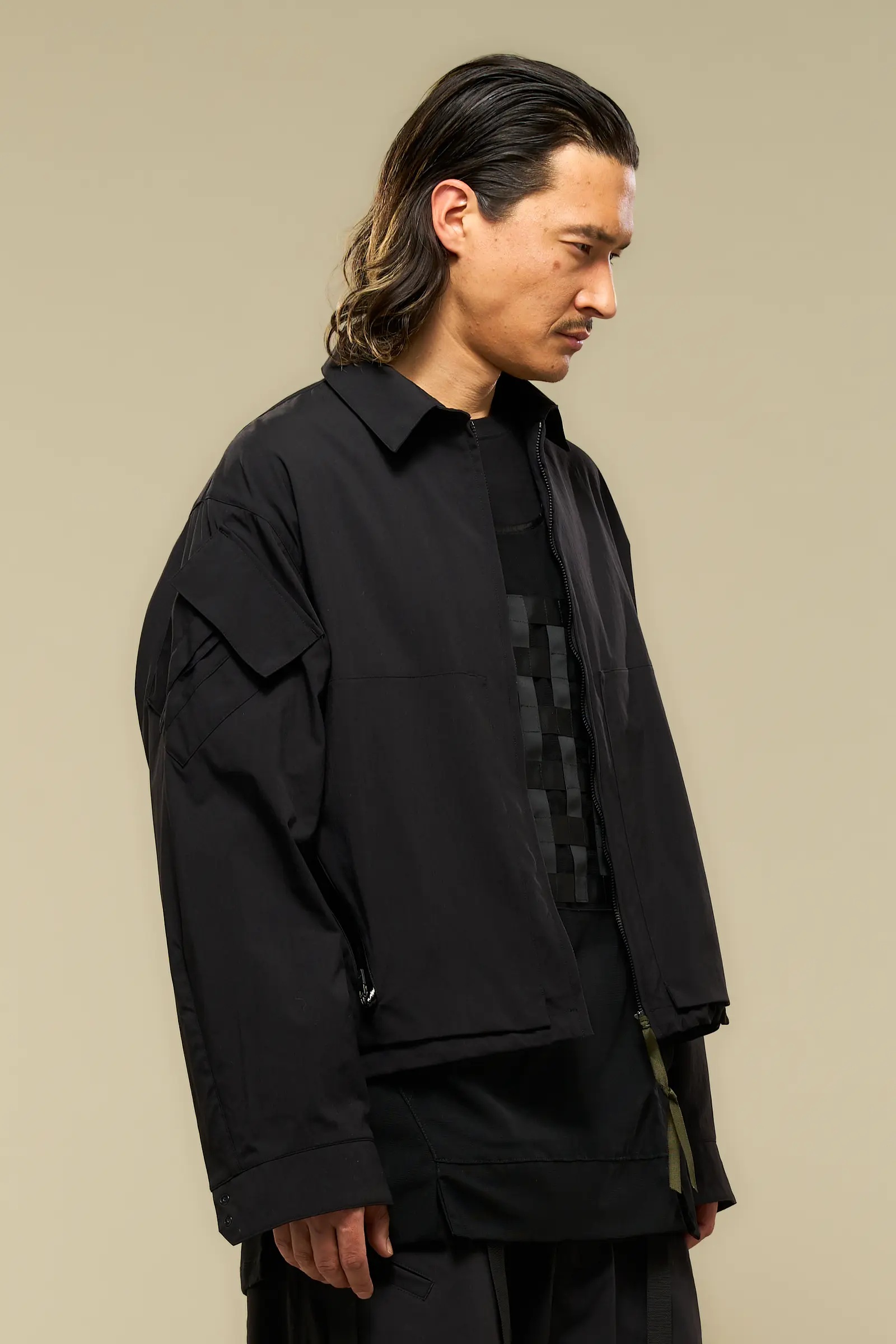 LA12-M Nylon Stretch Shirt Jacket Black - 2