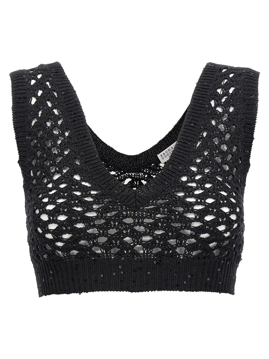 Brunello Cucinelli BRUNELLO CUCINELLI SEQUIN CROP TOP - 1