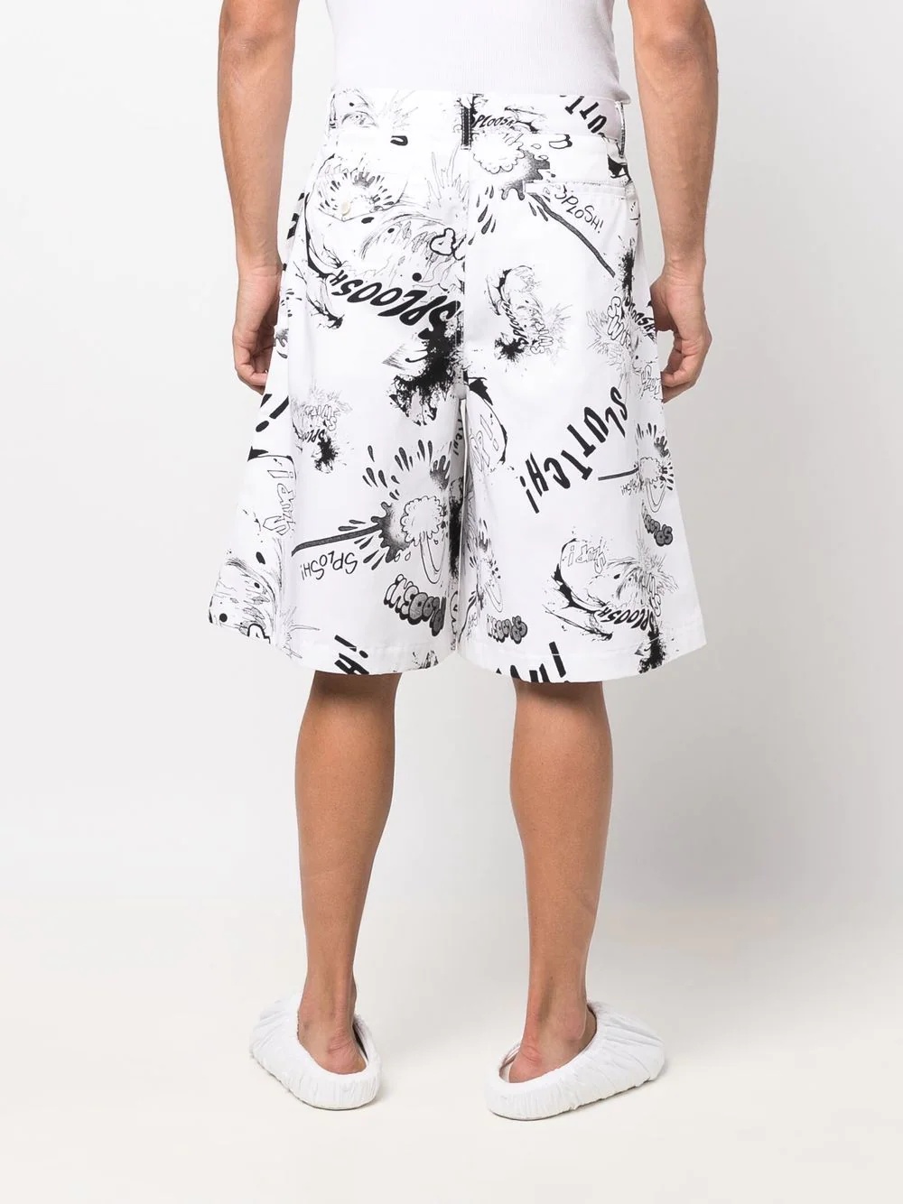 slogan-print wide bermuda-shorts - 4