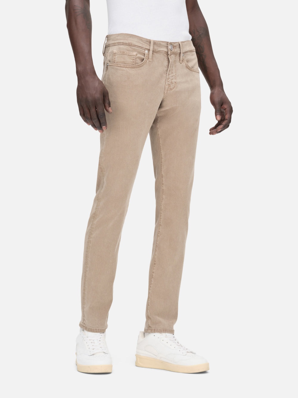 L'Homme Slim Brushed Twill in Stone Beige - 8