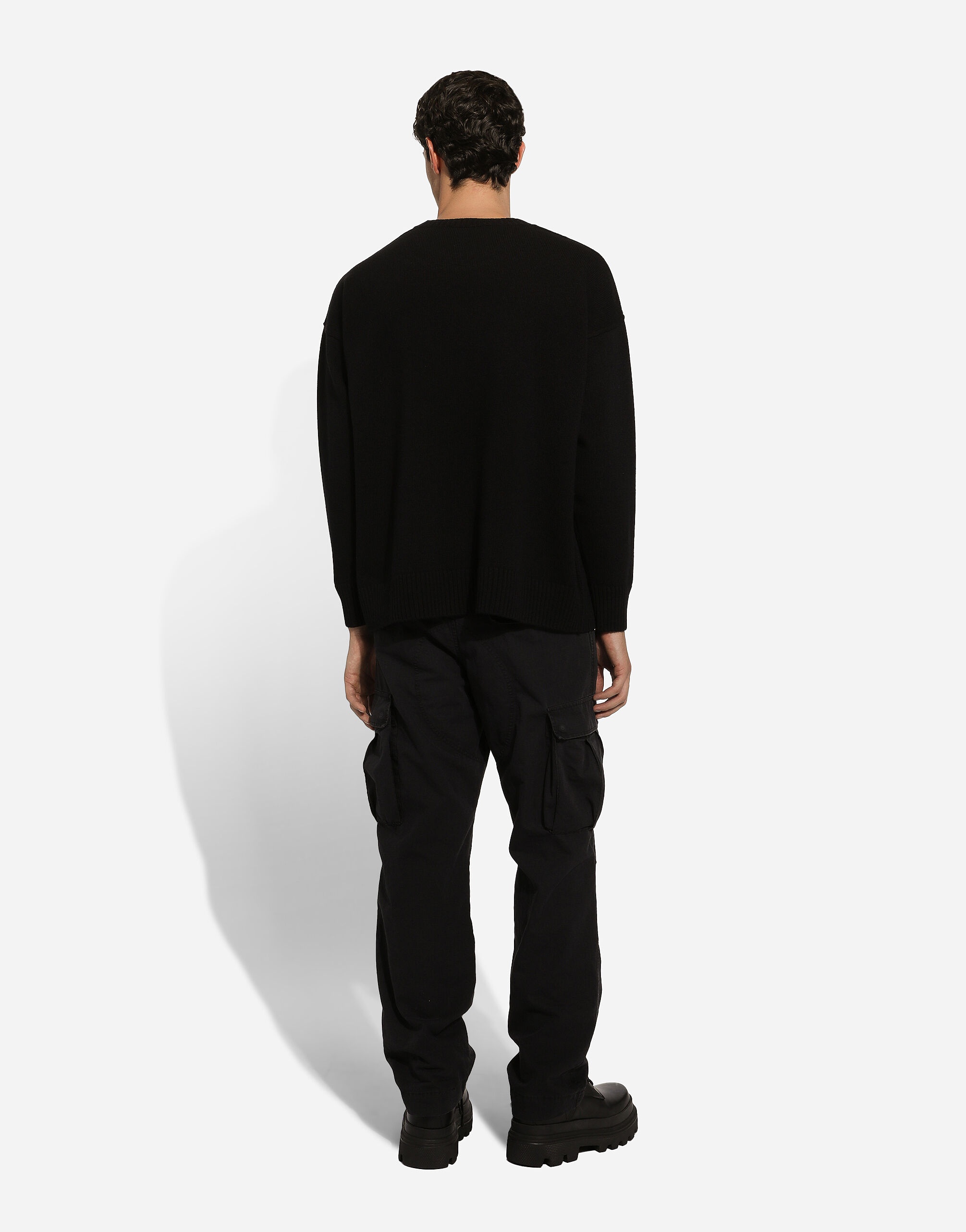 Wool round-neck sweater with DG inlay - 3
