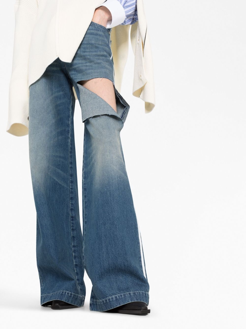 ripped wide-leg jeans - 5