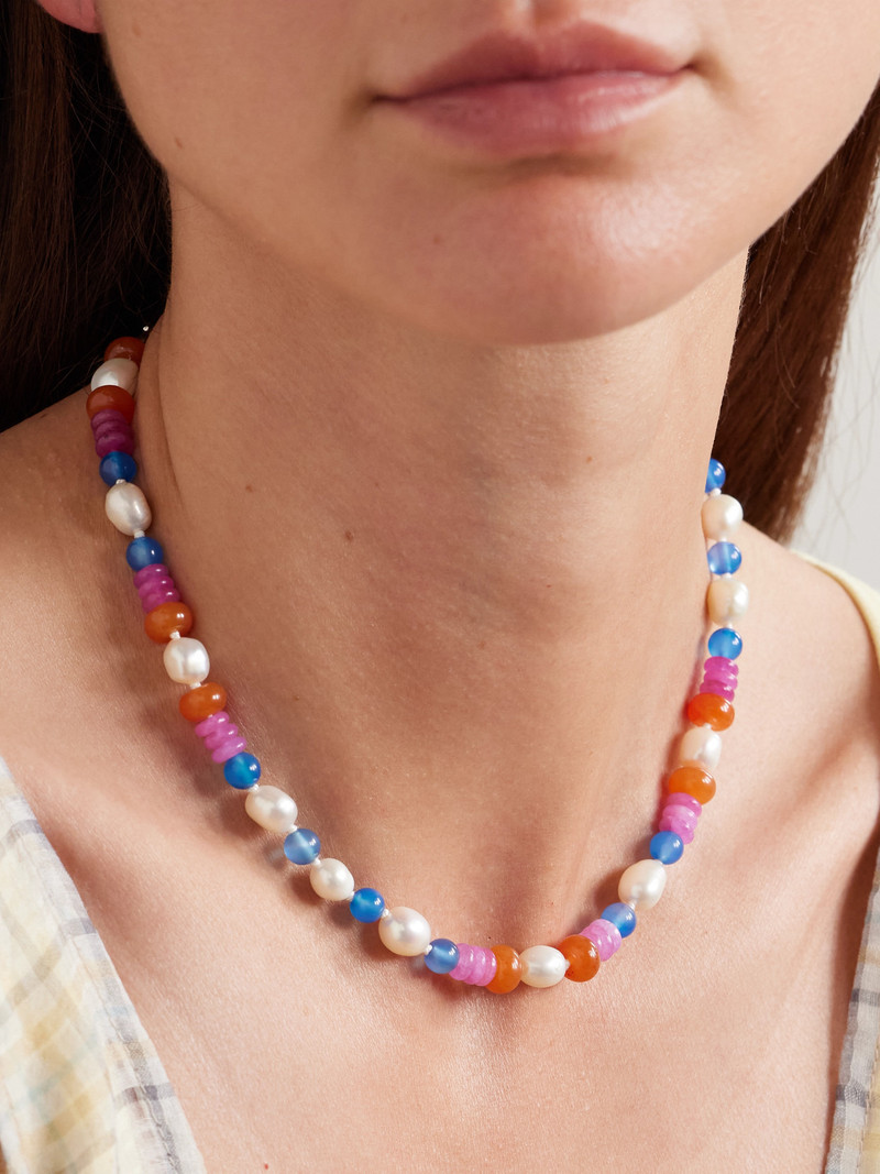 Gohar World Turkish Delight Silver Multi-stone And Silk Necklace outlook