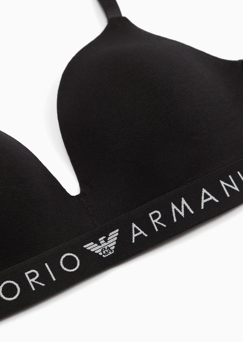 EMPORIO ARMANI ASV Iconic organic-cotton, padded triangle bra with logo underband outlook