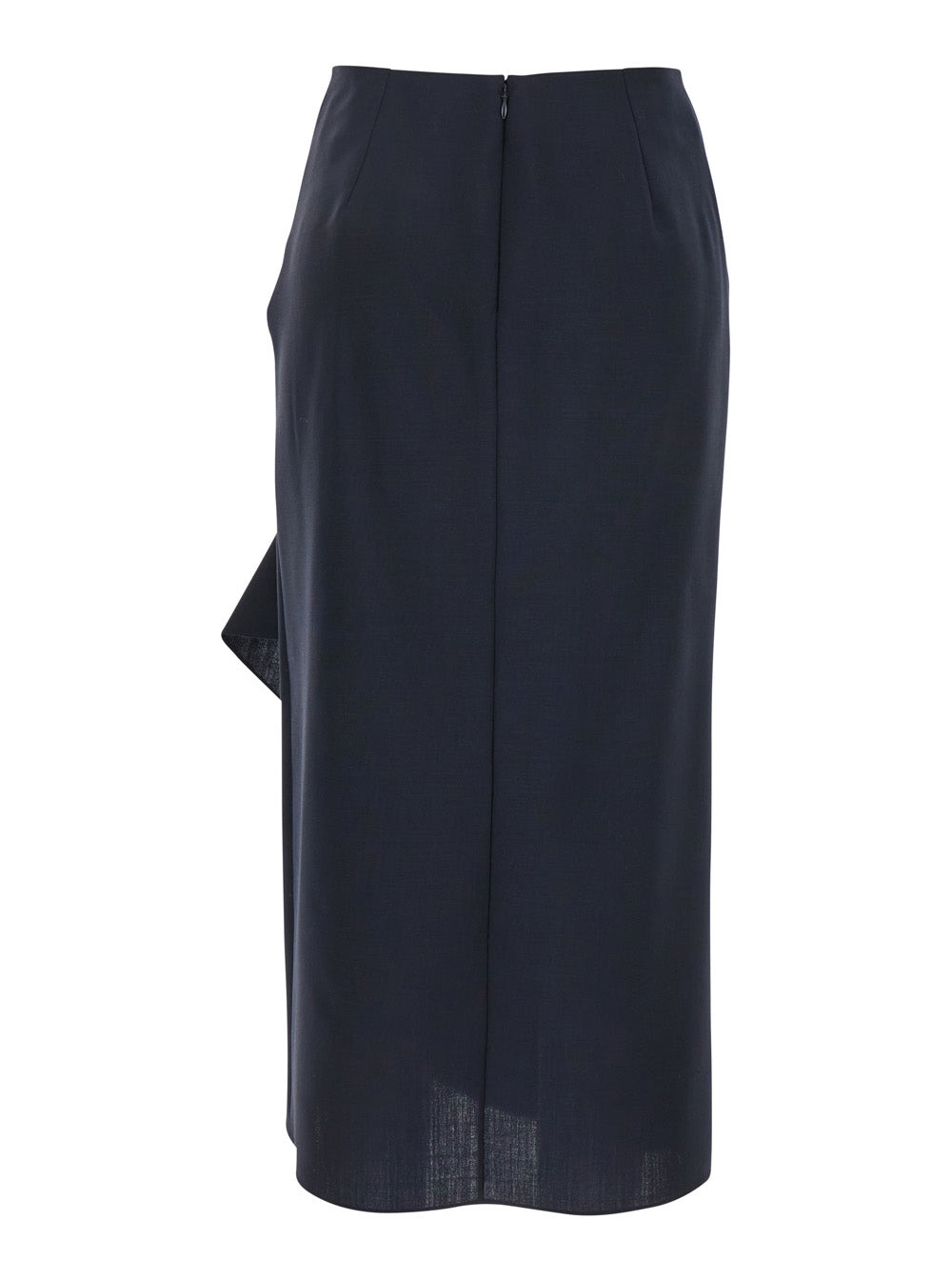 Alexander Mcqueen Women Blue Skirt With Asymmetric Design And Front Seam With Pleats In Wool And Moh - 2