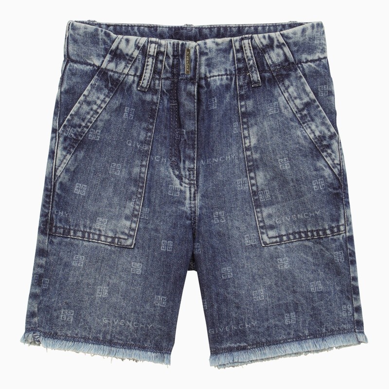 Grey washed denim bermuda shorts - 1