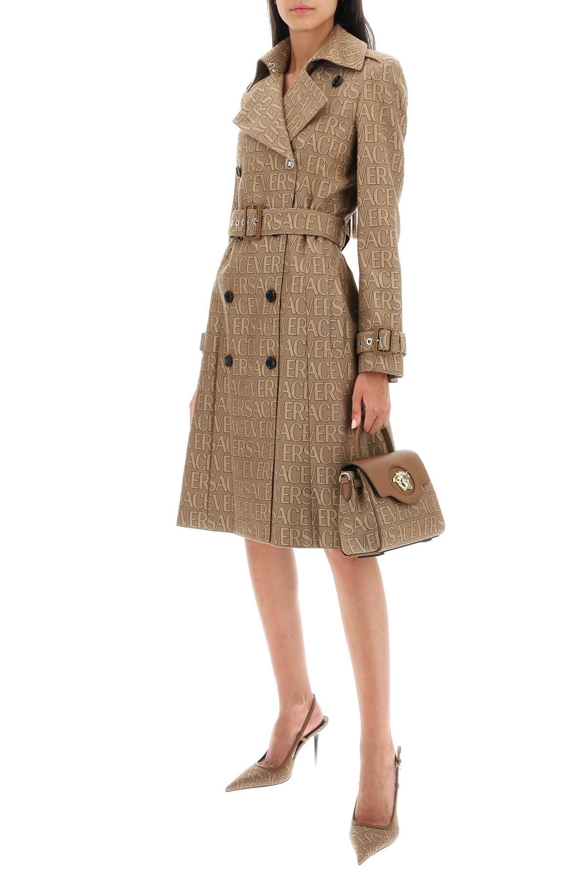 トレンチコート VERSACE VERSACE ALLOVER JACQUARD CANVAS TRENCH COAT Versace Versace Allover-jacquard Trench Coat | Brown | FARFETCH