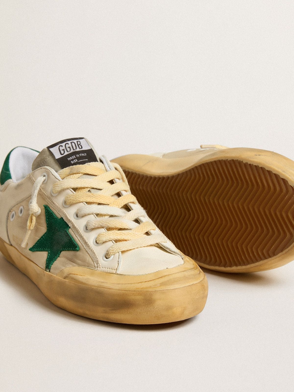 Men's Super-Star Penstar in nappa and nylon with green suede star and heel tab - 3