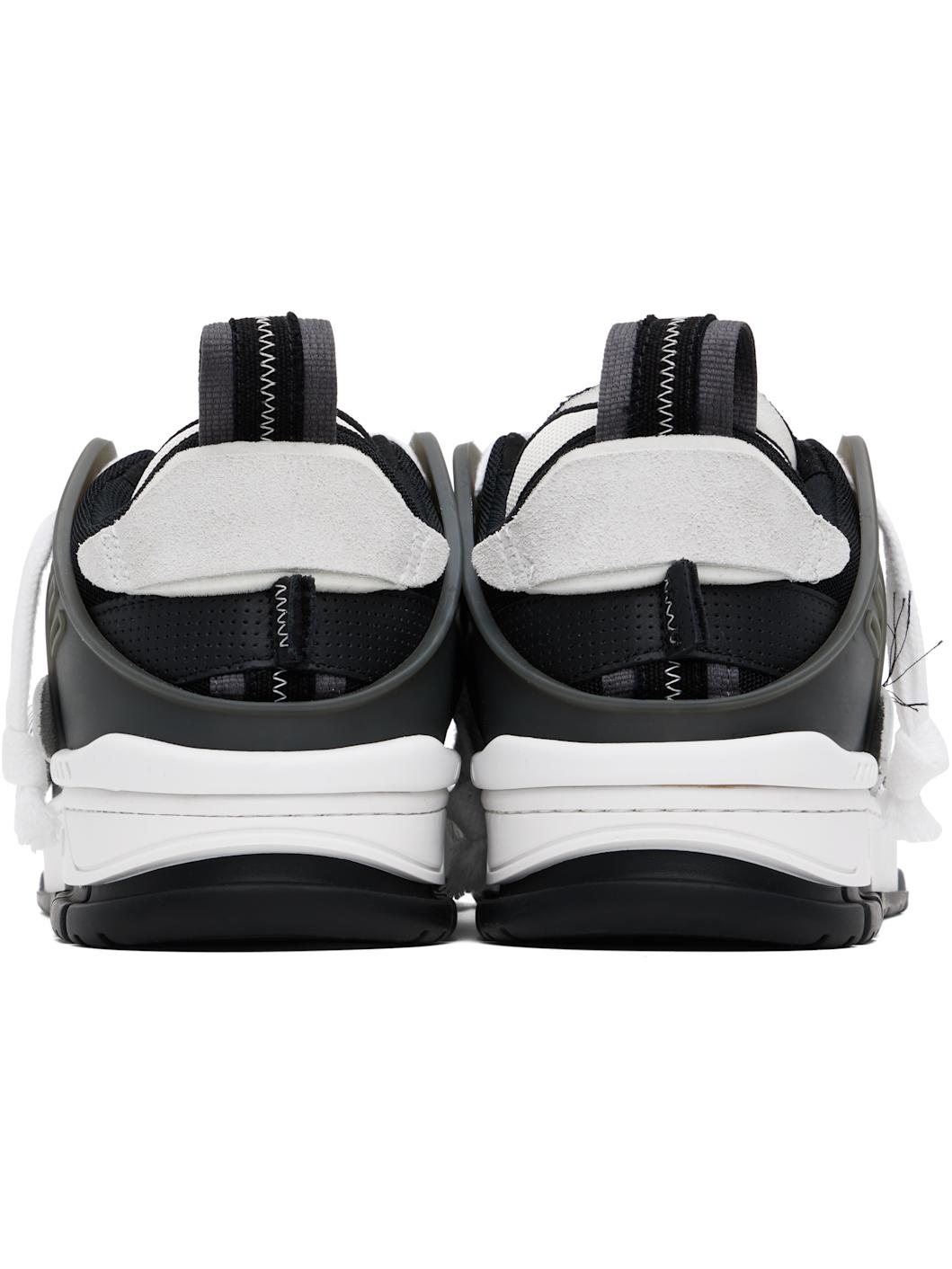 Black & White Area Patchwork Sneakers - 2