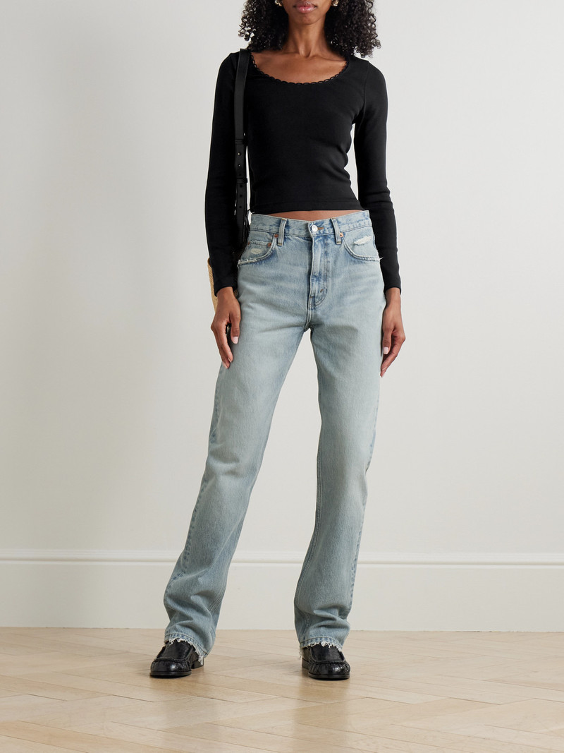 RE/DONE The Blondie Distressed High-rise Straight-leg Organic Jeans outlook