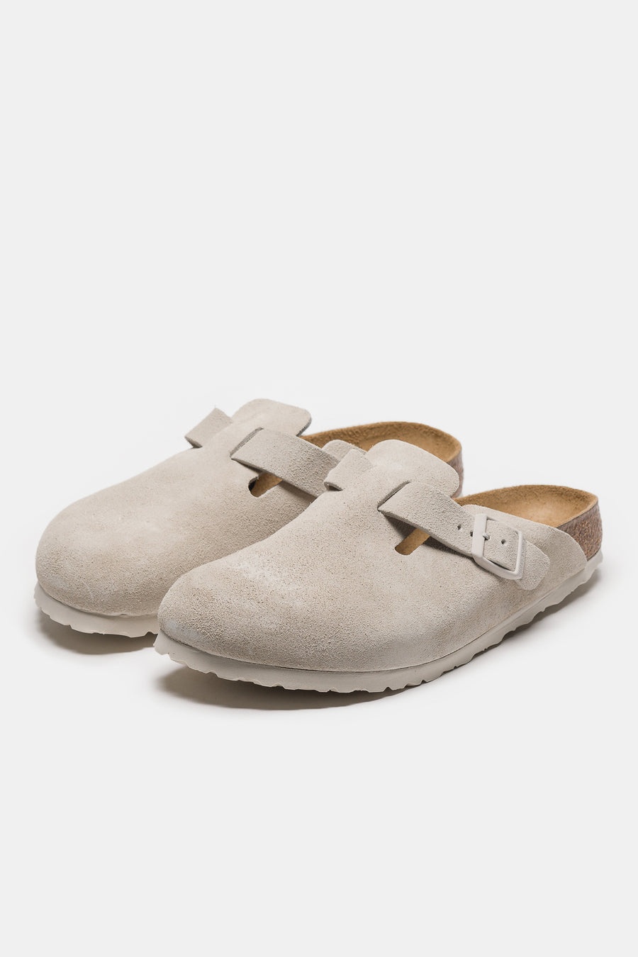 Boston Suede Mule in Antique White - 3