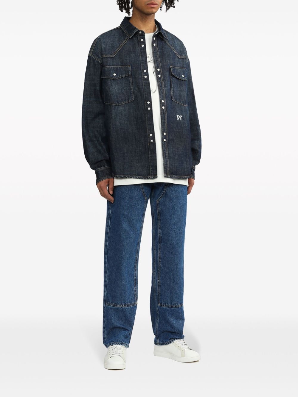 logo-embroidered denim shirt - 2