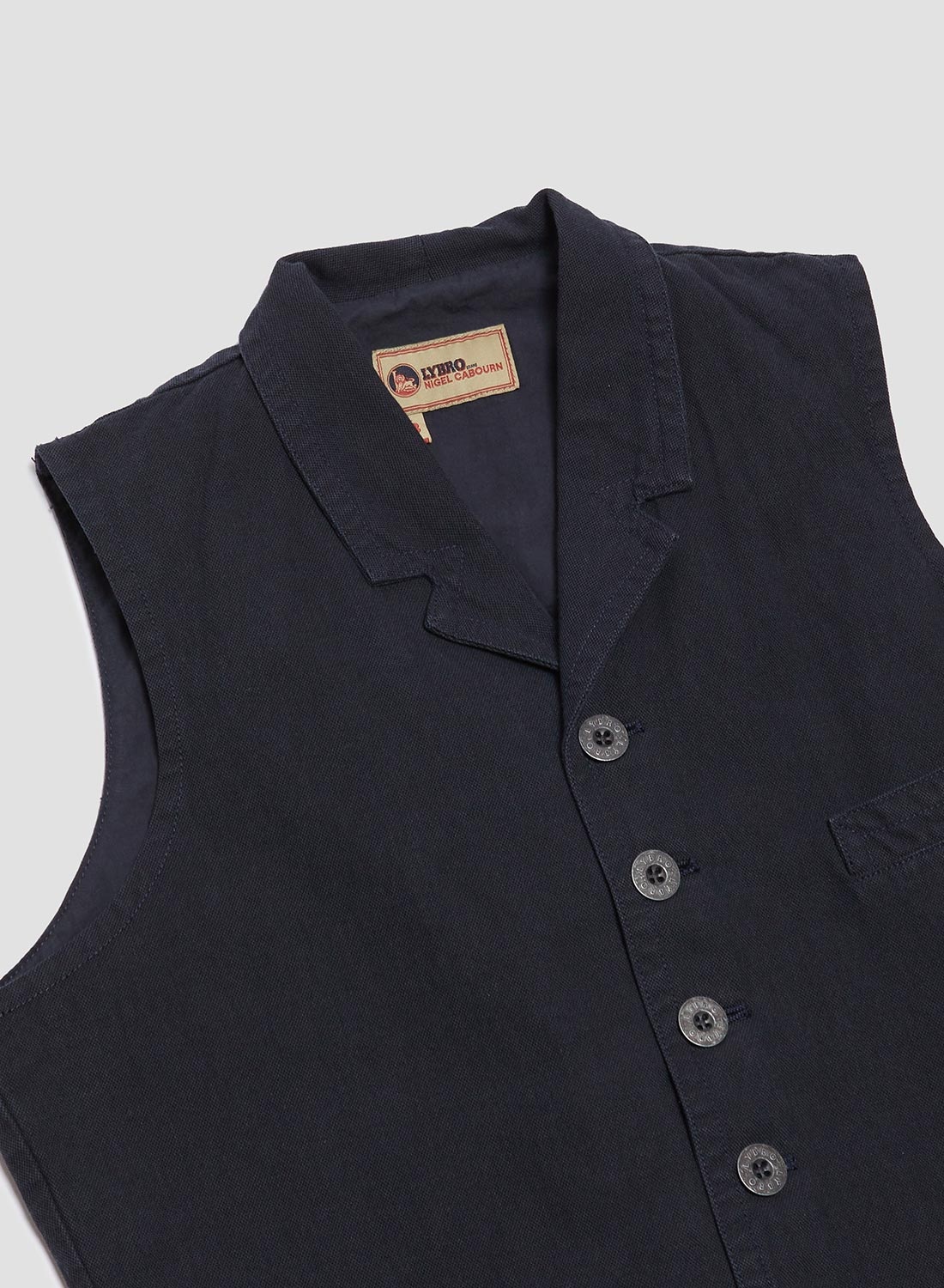 Waistcoat Cotton Broken Twill in Navy - 5