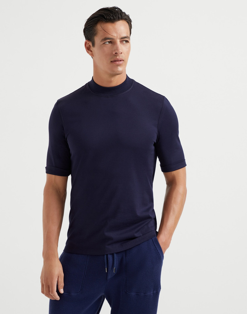 Cotton jersey mock neck T-shirt 1