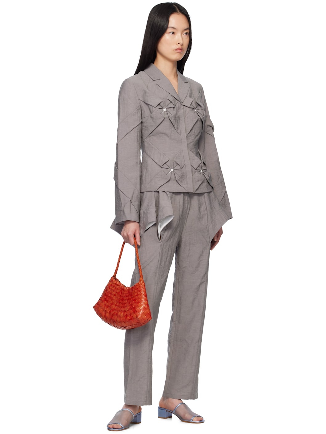 Gray Lazzat Sculptural Trousers - 4